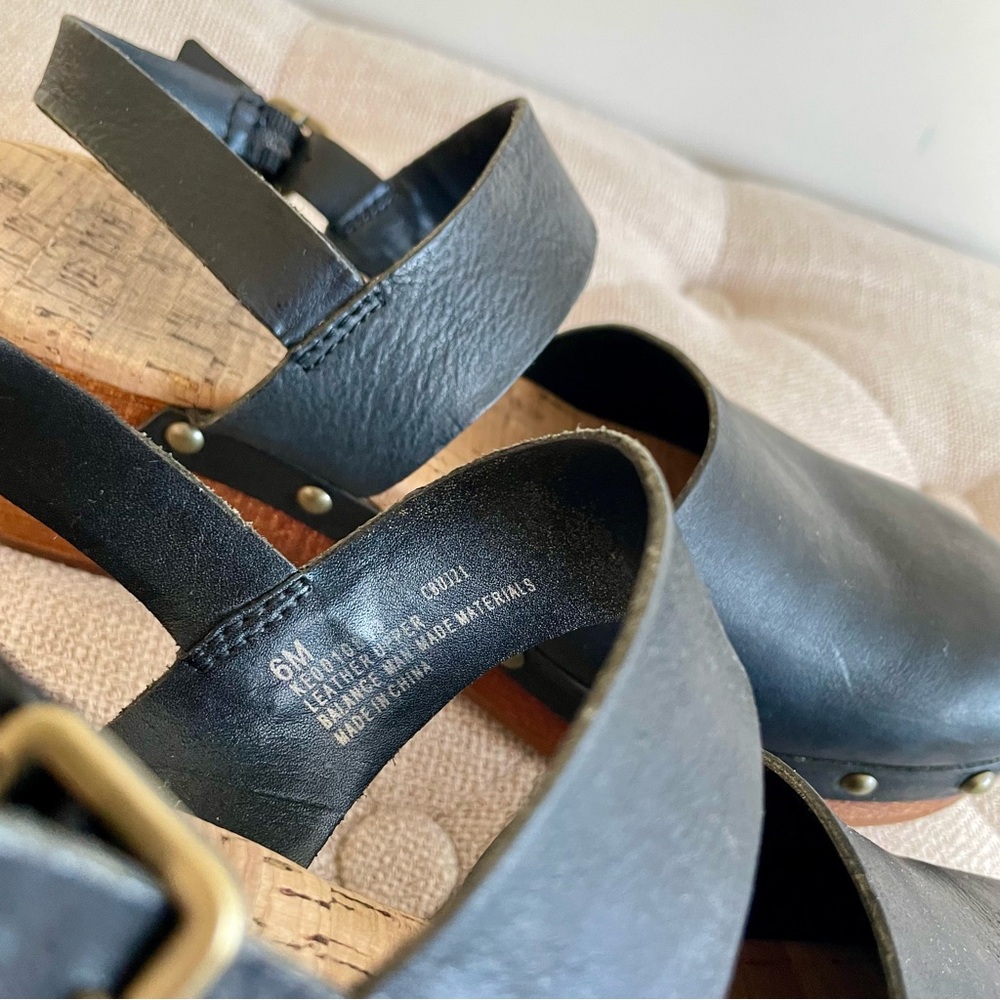 Kork-Ease Black Leather Platform Clogs with Brass Studs - Picture 9 of 13
